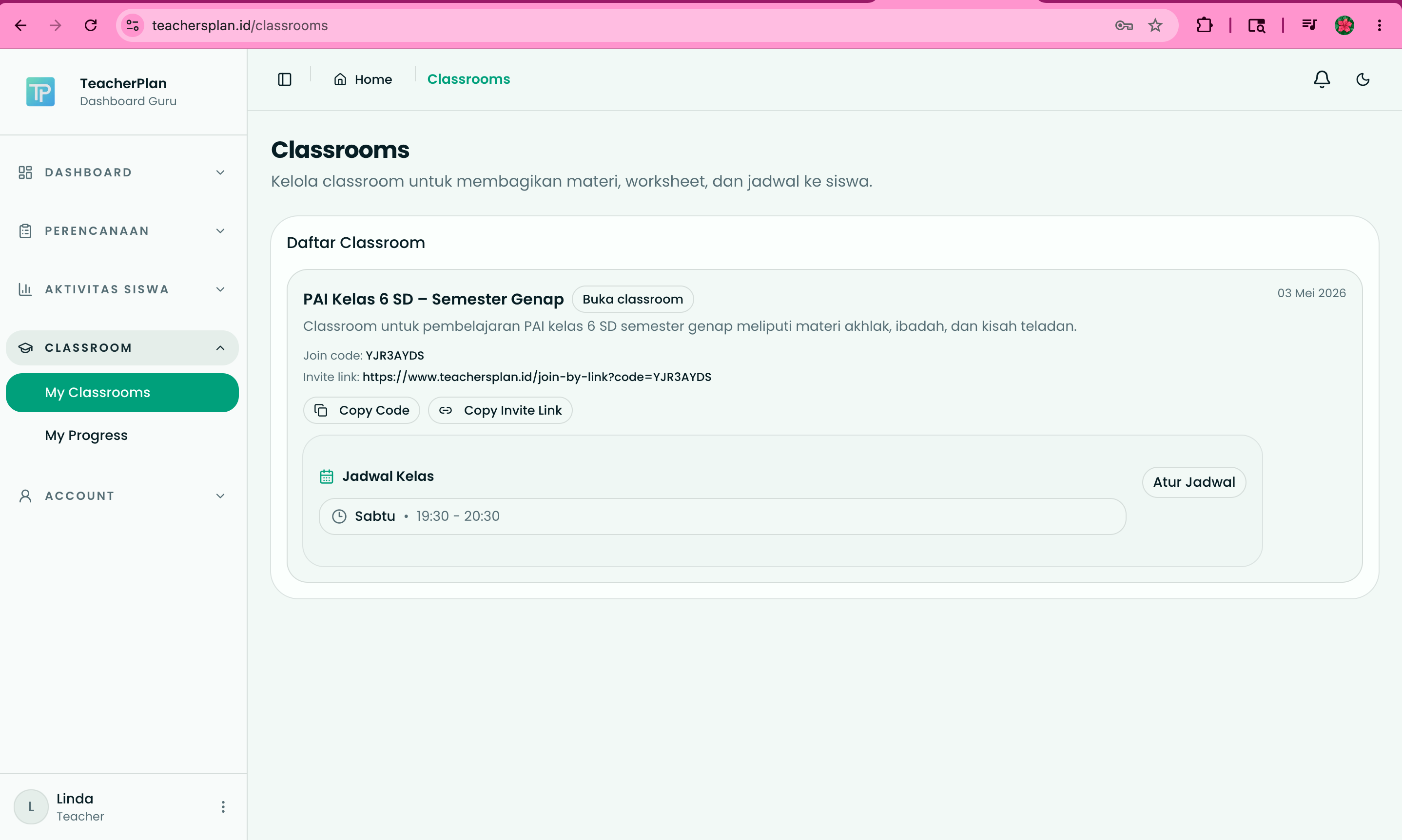 Pilih Classroom Terkait