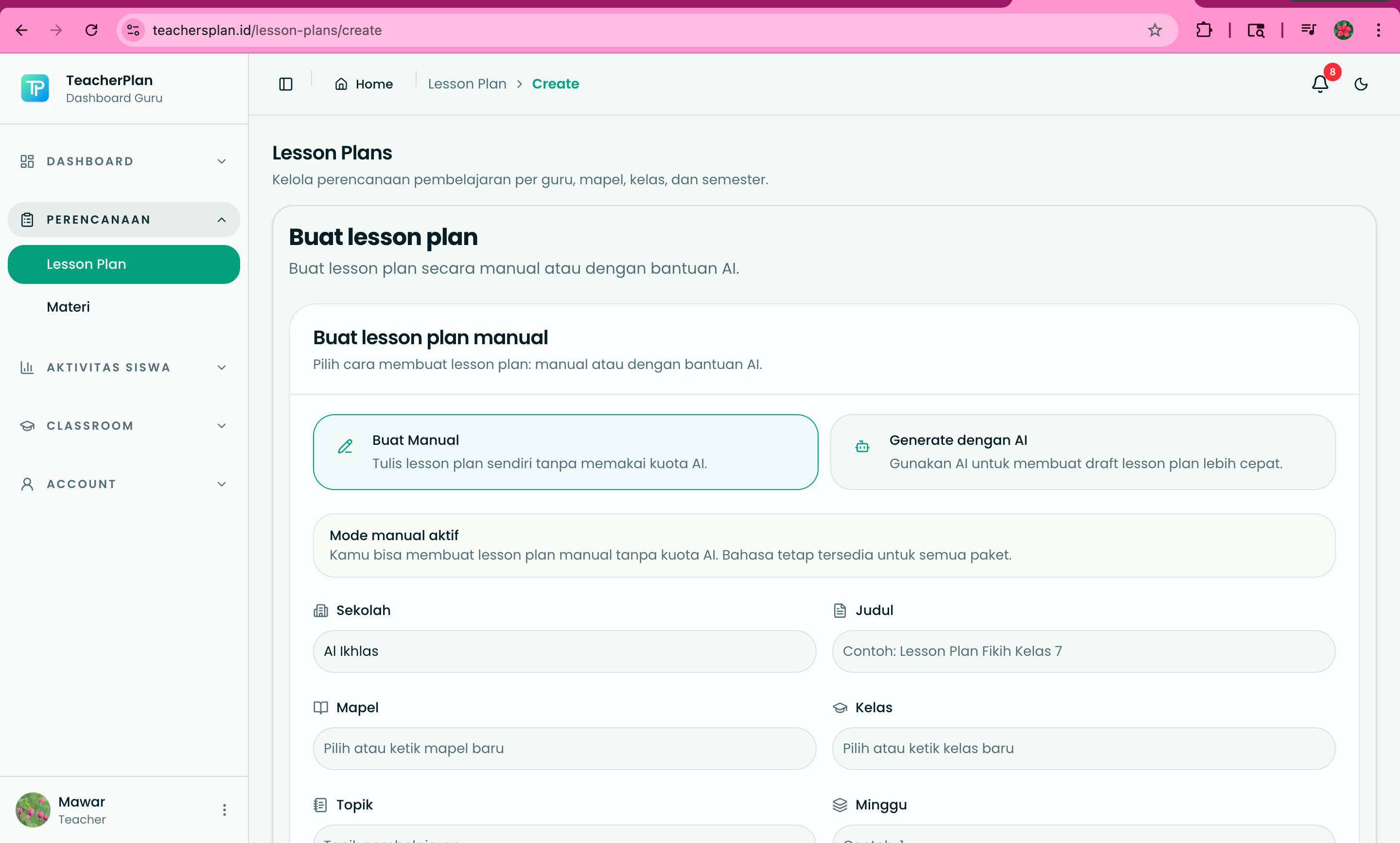 Pilih Metode Pembuatan Lesson Plan