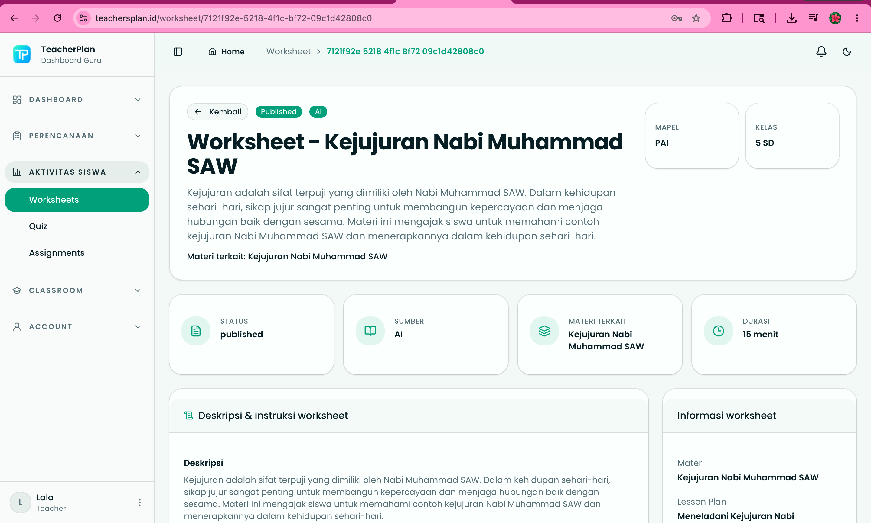 Detail Hasil Generate AI