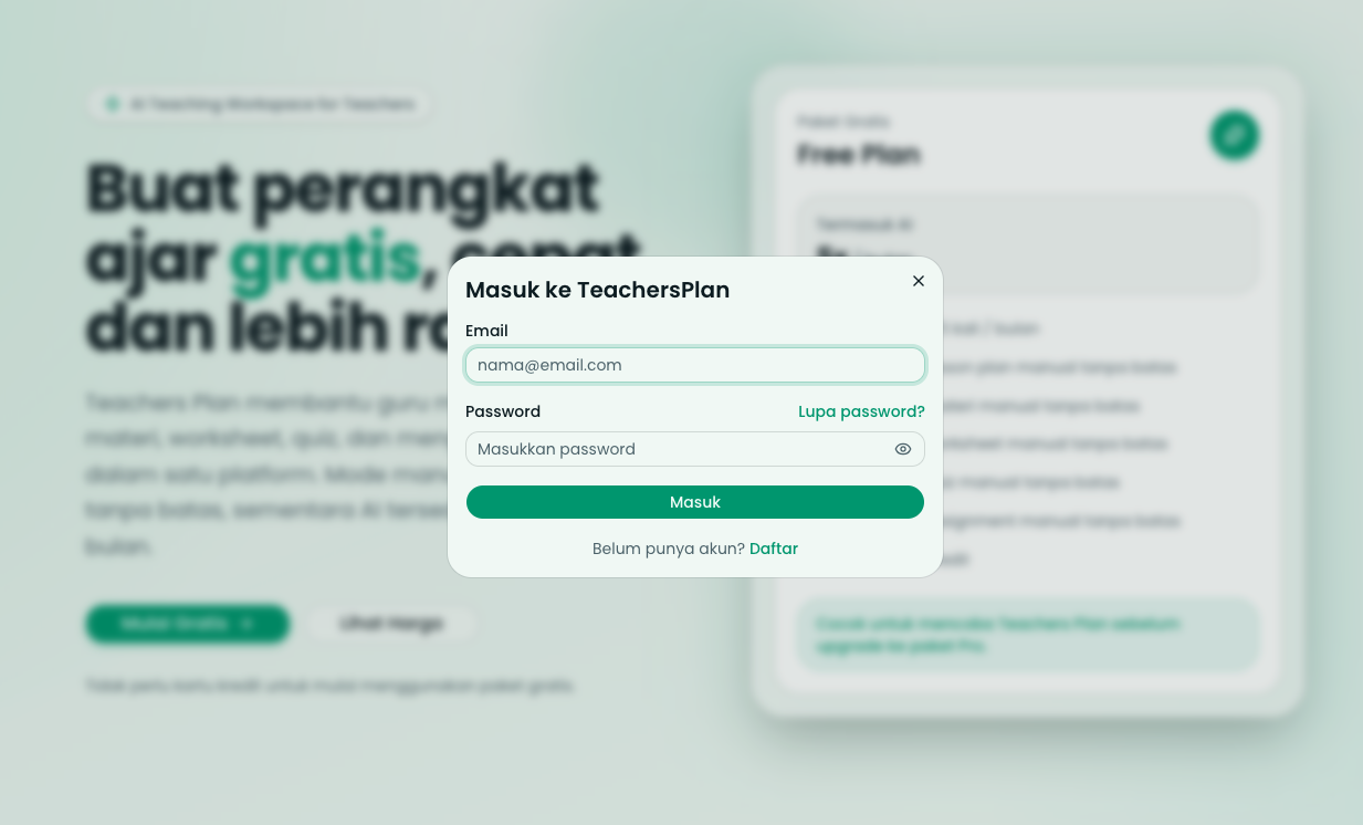 Login ke Akun TeachersPlan